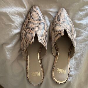PAIGE Snakeskin Pattern Mules - Tan and Black
